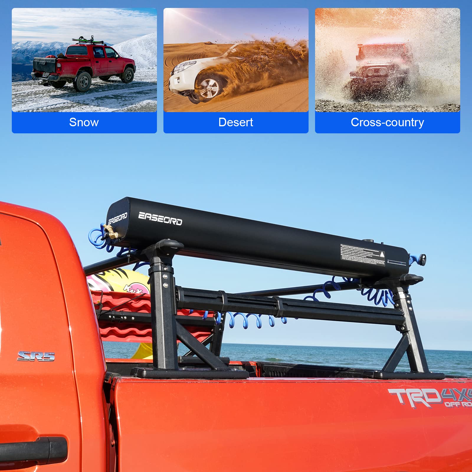 EASEORD 8 Gallon Pressurized Water Tank - Portable Camping Shower System for Off-Road Vehicles, Trucks & SUVs | Overlanding, Outdoor Adventures & Emergency Water Storage | Perfect for Road Trips, RV Camping & Off-Grid Living