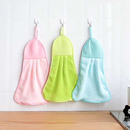 Premium Coral Fleece Hand Towel - Super Absorbent Hanging Bath & Kitchen Towel for Quick Drying - Soft & Durable Dusting & Cleaning Cloth for Home, Bathroom, Sink - Ideal for Dishes, Hands & Countertops (Blue)
