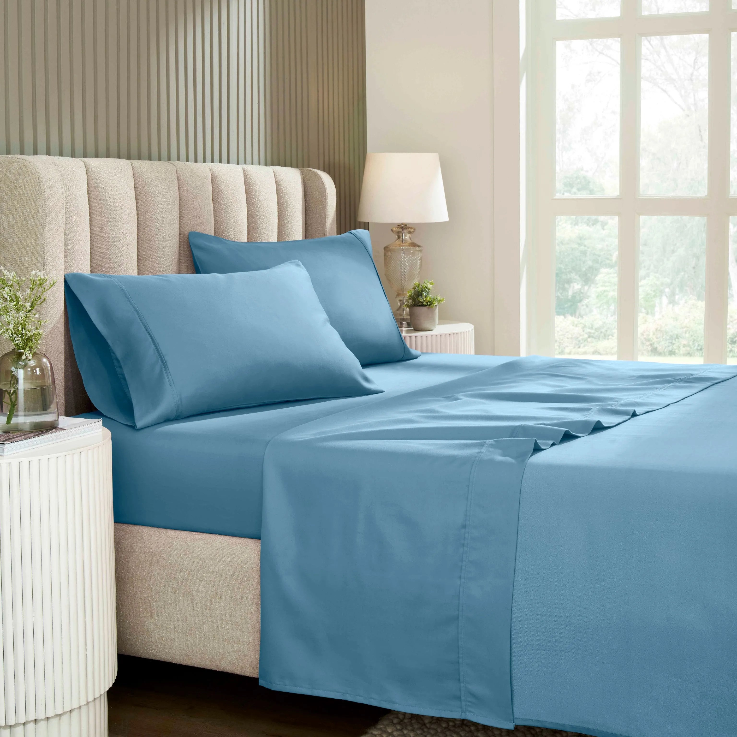 1200 Thread Count Cotton Rich Solid Deep Pocket Bed Sheet Set - Ultra Soft Luxury Sheets for Queen & King Size Beds - Perfect for Home, Hotel & Guest Room Comfort