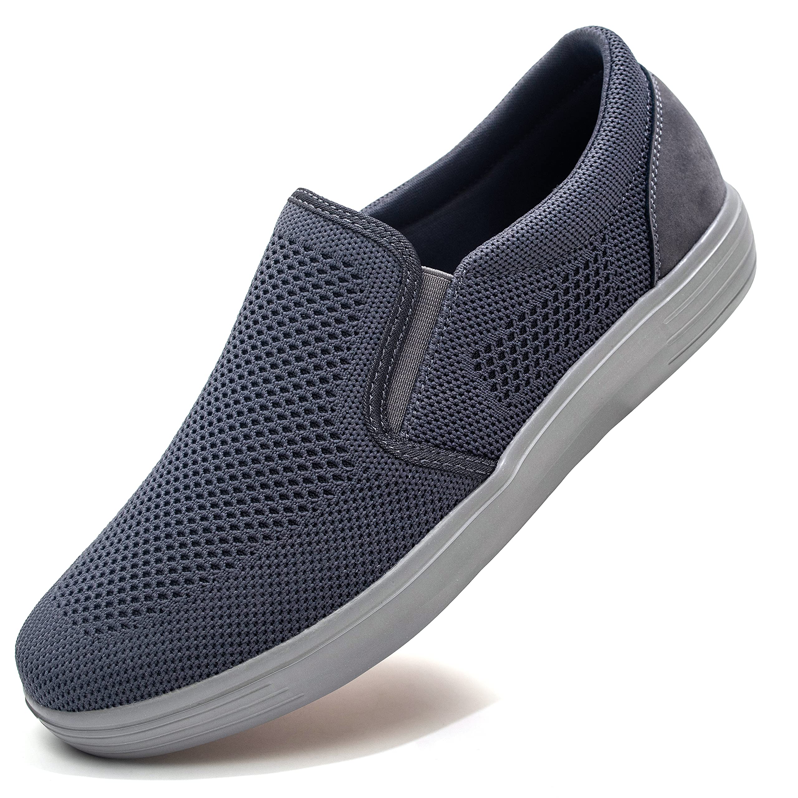 Konhill Men's Slip-On Winter Sneakers - Knit Loafers with Memory Foam & Arch Support | Non-Slip Walking Shoes for Work, Driving & Skateboarding | Comfortable Casual Shoes for Winter & Outdoor Activities