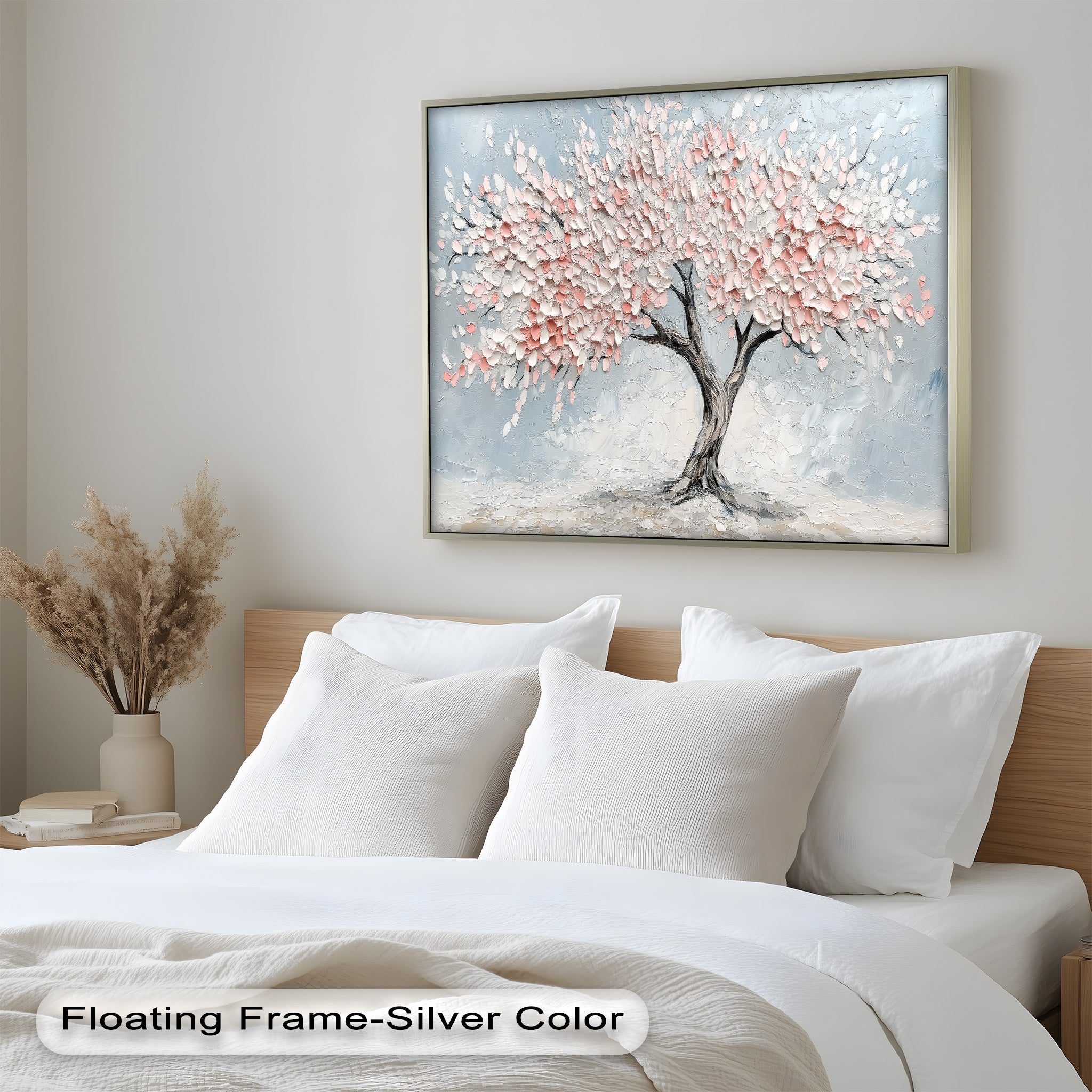 Blossoming Cherry Tree Floral Oil Painting - Handmade Canvas Art for Home Decor, Living Room, Bedroom & Office Wall