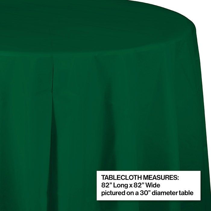 12-Piece Bulk Hunter Green Round Plastic 82-Inch Table Covers - Perfect for Parties, Weddings, and Outdoor Events