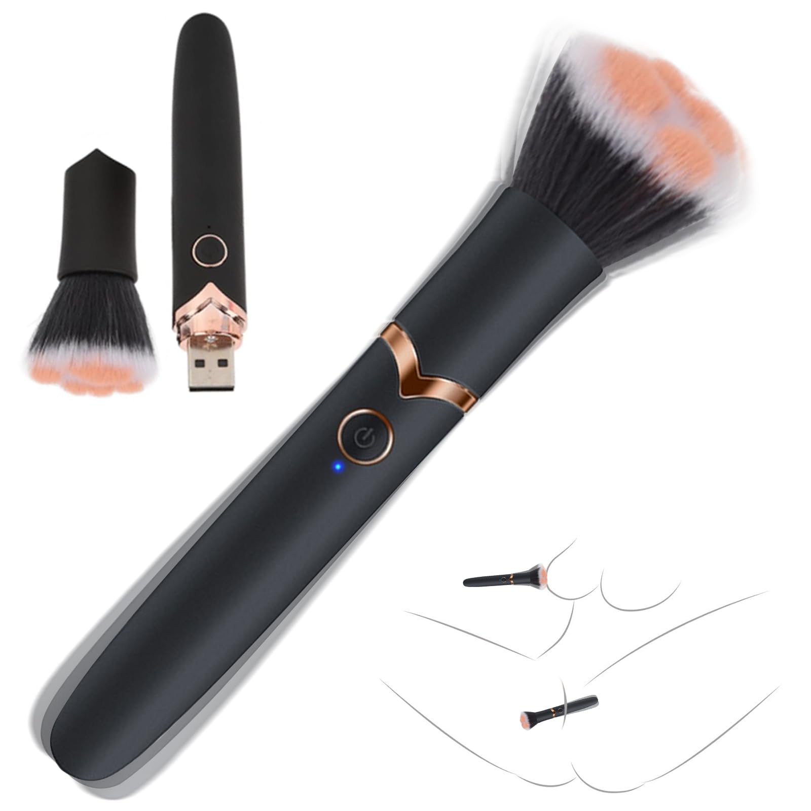 Mini Vibrator Makeup Brush - Detachable Bullet Vibrator for Women & Couples | G-Spot, Clit & Nipple Stimulation | Discreet Adult Sex Toy for Solo Play & Intimate Moments