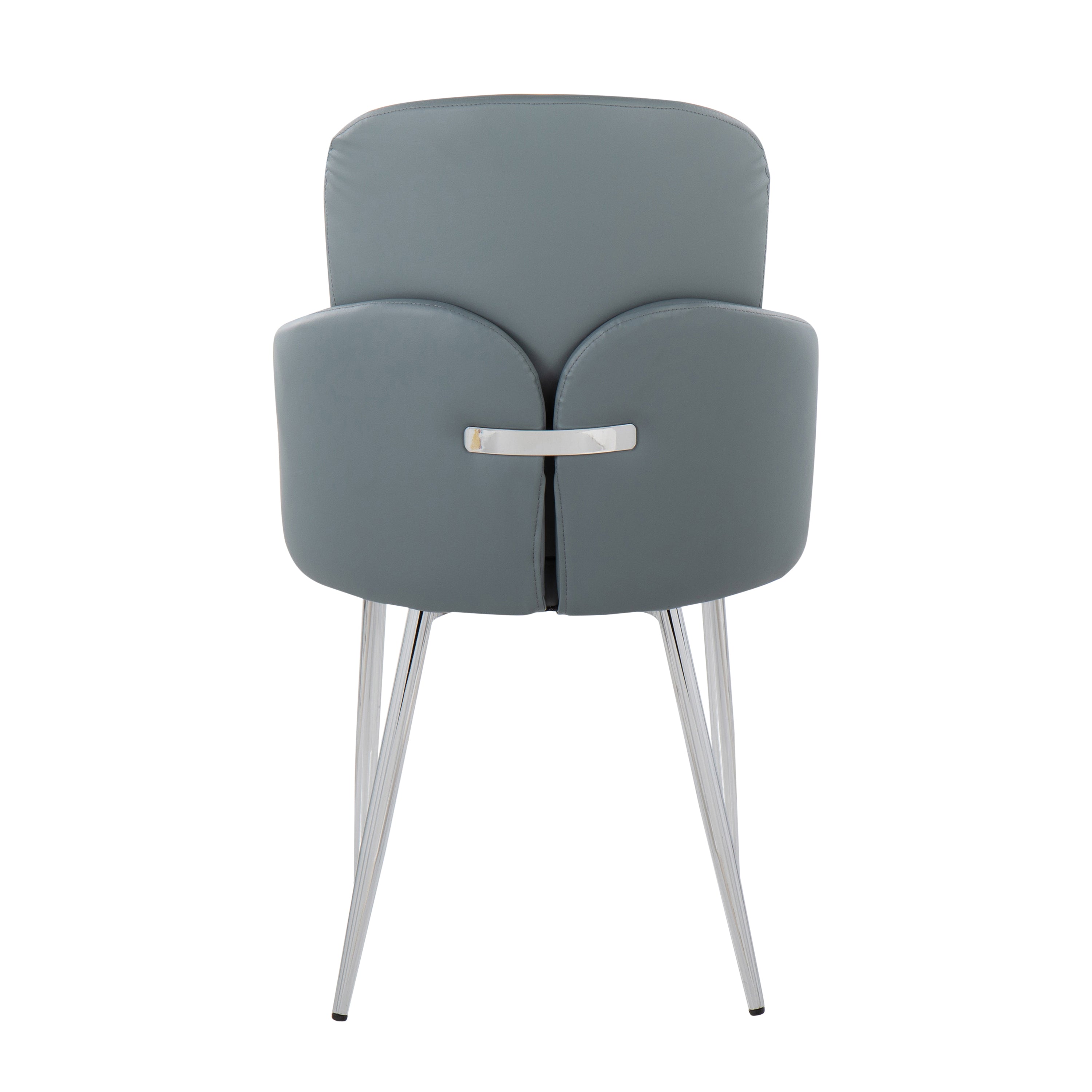 LumiSource Dahlia Modern Dining Chairs - Set of 2 Chrome Metal Frame with Grey Fabric Upholstery | Elegant Contemporary Seating for Dining Room, Kitchen, or Breakfast Nook