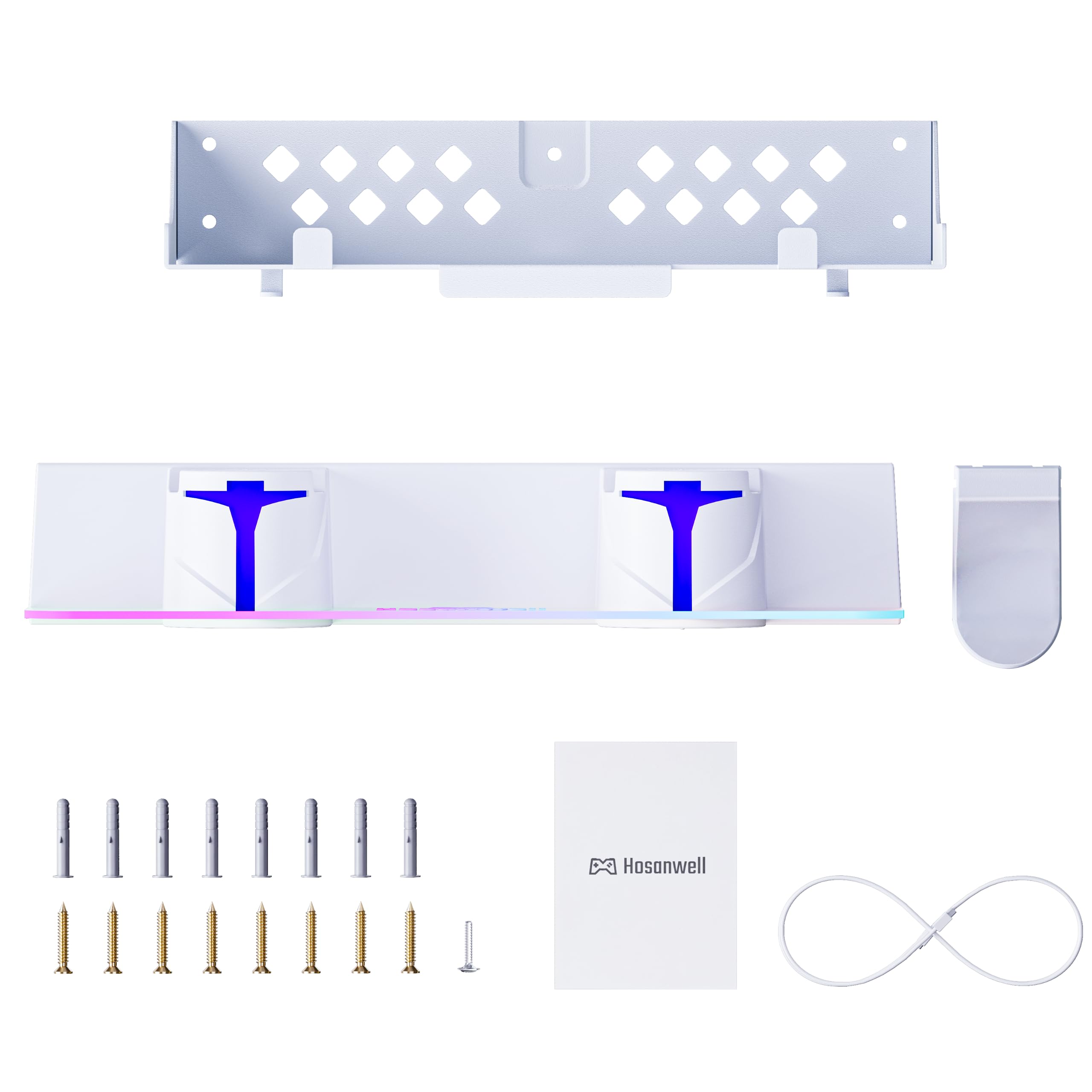 Hosanwell PS5 Wall Mount Kit with Charging Station - Playstation 5/Slim/Pro Accessories for Gaming Setup