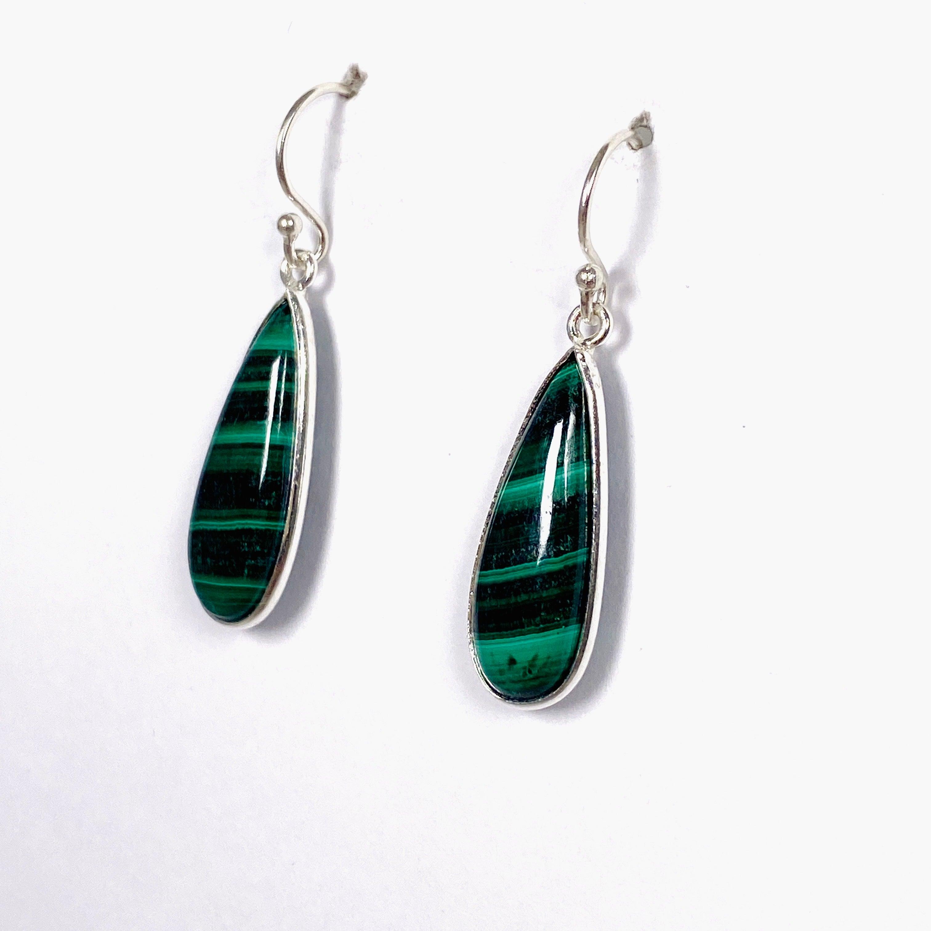 Natural Malachite Teardrop Earrings for Women - Handmade Dangle Jewelry KEGJ1338 - Perfect for Parties, Weddings & Everyday Wear