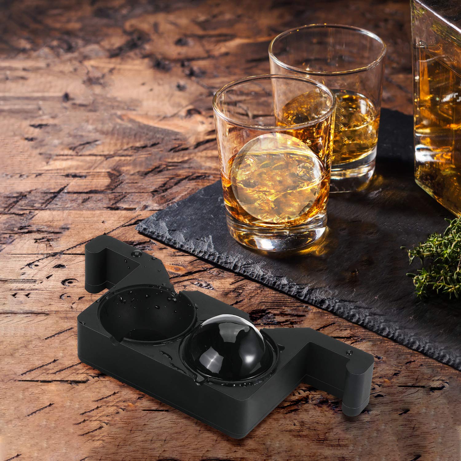Ticent 2.4 Inch Clear Ice Ball Maker Mold - Large Whiskey Ice Ball Maker for Crystal Clear Sphere Ice Cubes - Perfect for Cocktails, Bourbon, Brandy & Home Bar Accessories - Ideal for Parties, Gifts & Whiskey Enthusiasts