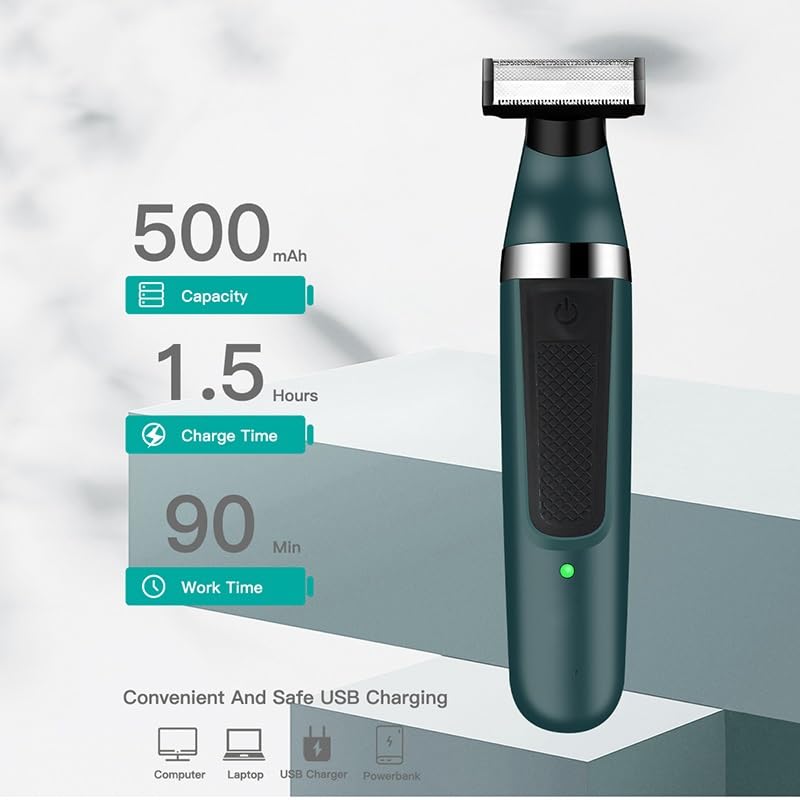 Professional 2-in-1 Electric Razor for Men - Rechargeable Wet/Dry Shaver with Beard Trimmer & Body Grooming Head | Perfect for Travel, Home & Gym Use