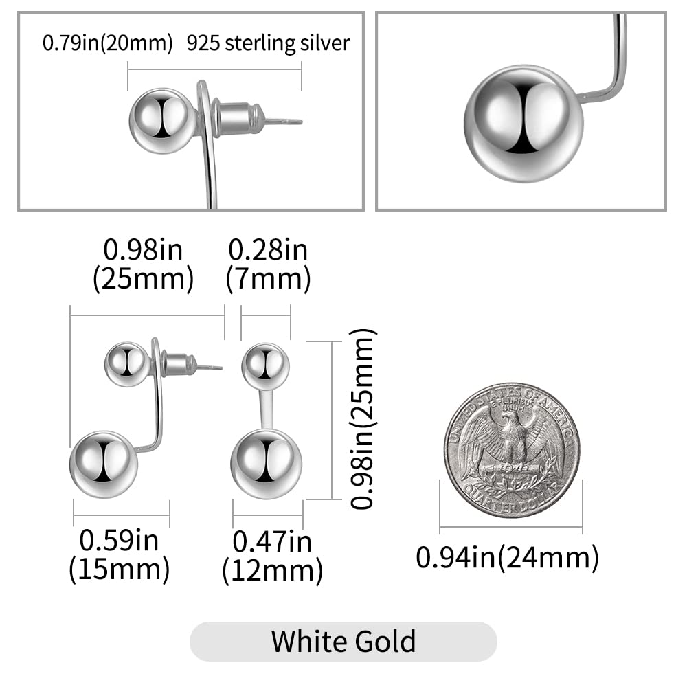Double Ball Jacket Earrings for Women - 2 in 1 Front & Back Pearl Stud Earrings - Elegant Jewelry for Party, Work & Everyday Wear