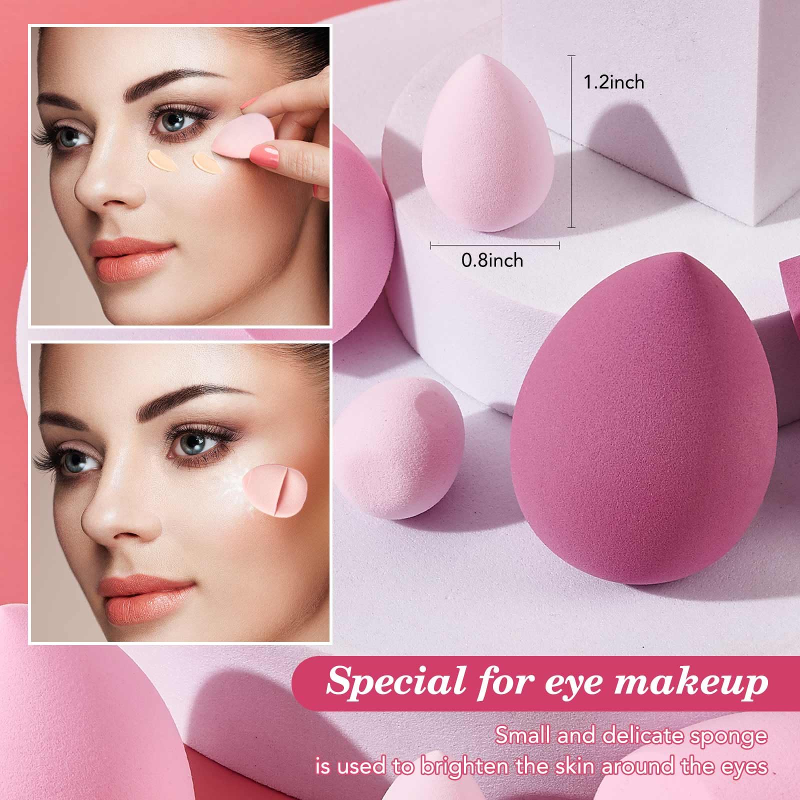 14PCS Makeup Sponge Set - Professional Beauty Blender Sponge for Flawless Foundation Blending, Includes 3 Mini Makeup Sponges & 4 Triangle Powder Puffs - Ultra Soft Cosmetic Applicators for Liquid & Powder Makeup - Perfect for Daily Makeup, Travel & Professional Makeup Artists