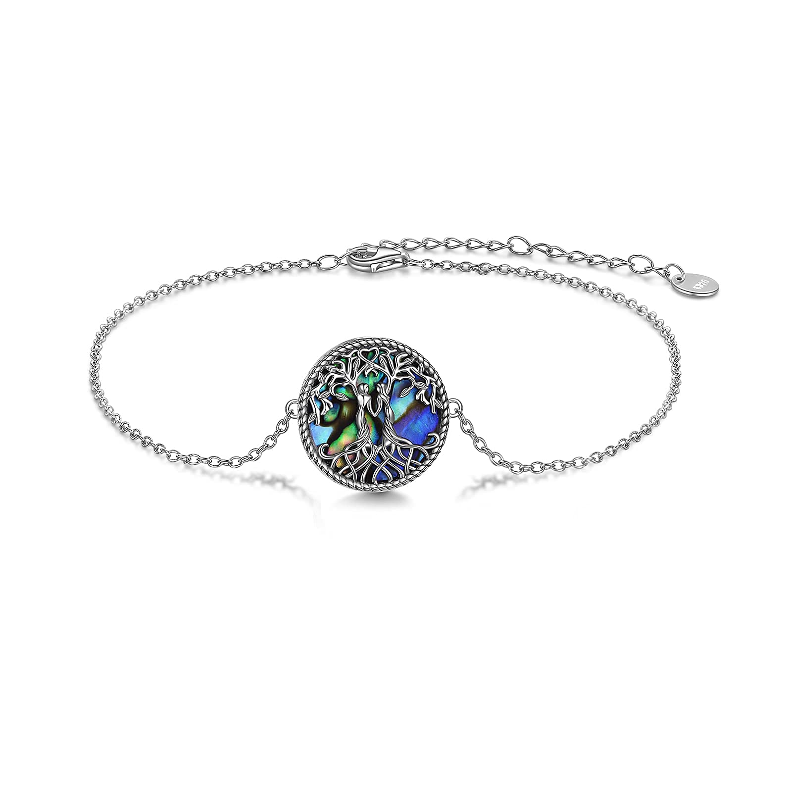 YFN Sterling Silver Tree of Life Sister Jewelry Set - Abalone Pendant Necklace & Matching Bracelet | Thoughtful Christmas Gift for Sisters | Perfect for Birthdays, Anniversaries & Sister Appreciation