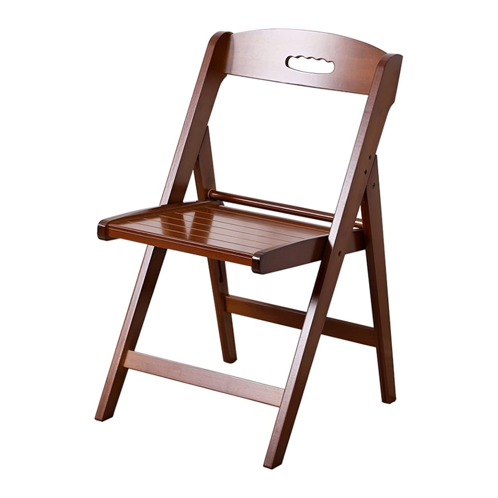 Solid Wood Dining Chair - Foldable & Portable European-Style Back Chair for Home, Office, Computer Desk - Brown Wooden Seat for Kitchen, Dining Room, Study, or Workspace