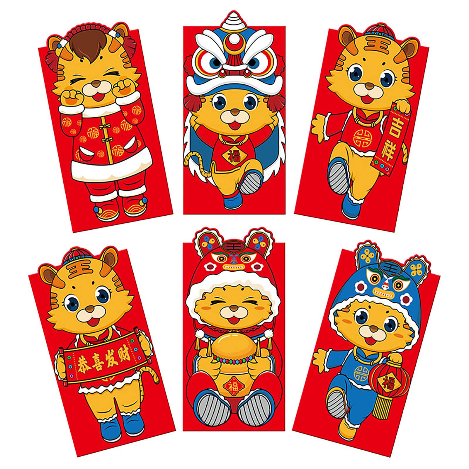 TBoxBo 6 PCS 2024 Chinese New Year Red Envelopes - Year of the Dragon Lucky Money Packets (Hong Bao) for Lunar New Year, Weddings, Birthdays & Special Occasions | Festive Gift Giving Tradition