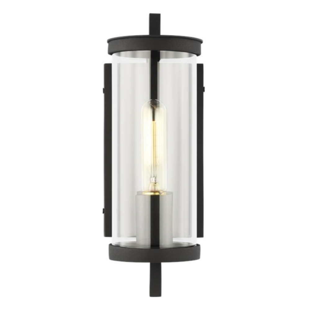 Joanna Wall Lantern - Outdoor Black Metal Sconce Light Fixture with Clear Glass for Porch, Patio, Garden & Entryway Lighting