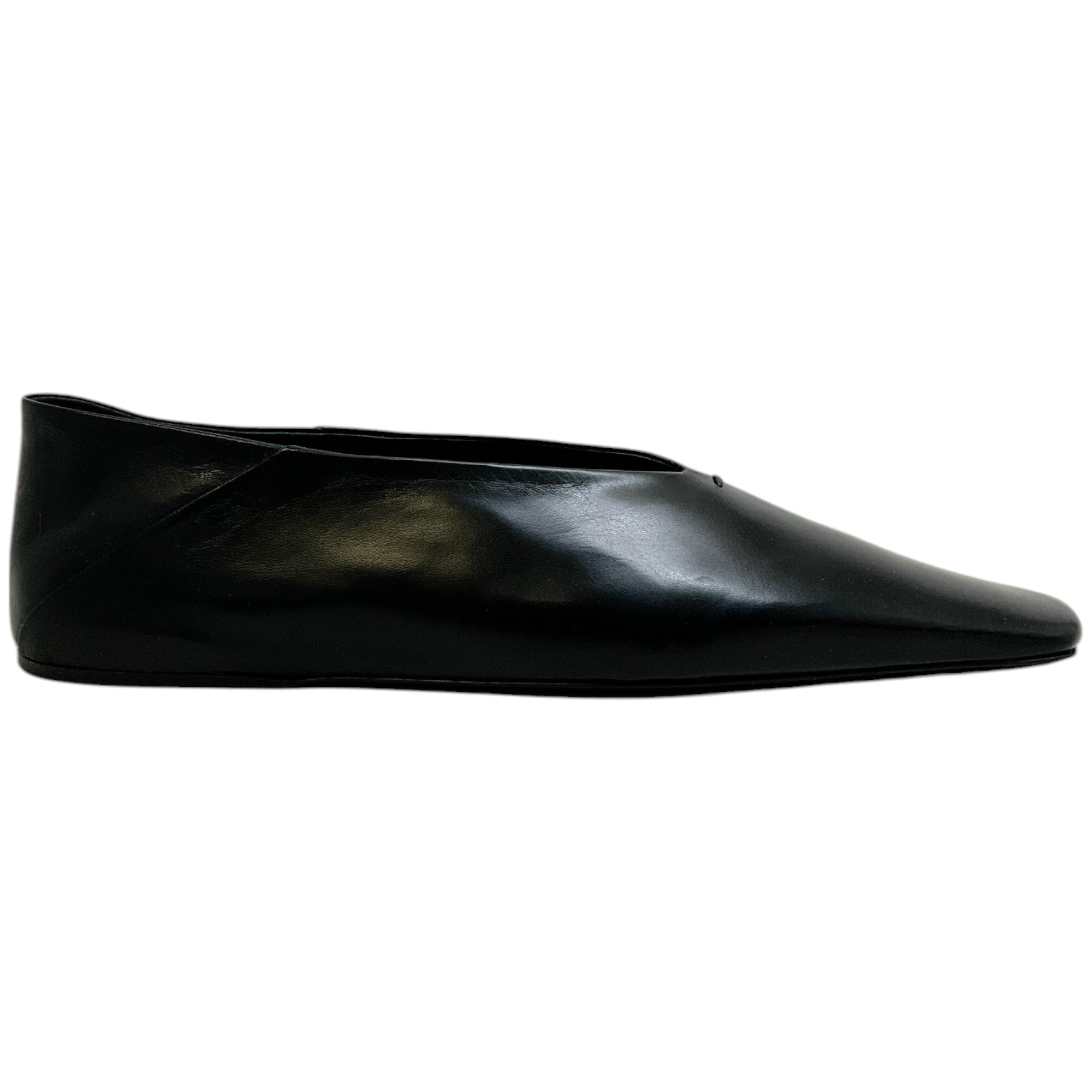 Jil Sander Women's Black Leather Tripon Ballet Flats - Comfortable & Stylish Pointed Toe Shoes for Work, Office & Casual Wear
