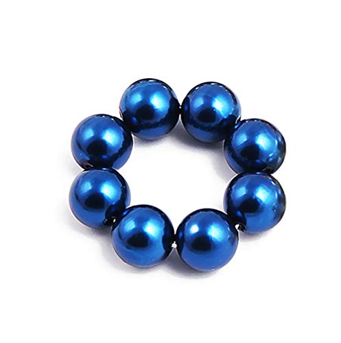 AKOAK Handmade Beaded Elastic Hair Tie - Sweet & Elegant Simulated Pearl Hair Rope for Women & Girls (Blue, Pack of 1) | Perfect for Ponytails, Braids & Everyday Hair Accessories