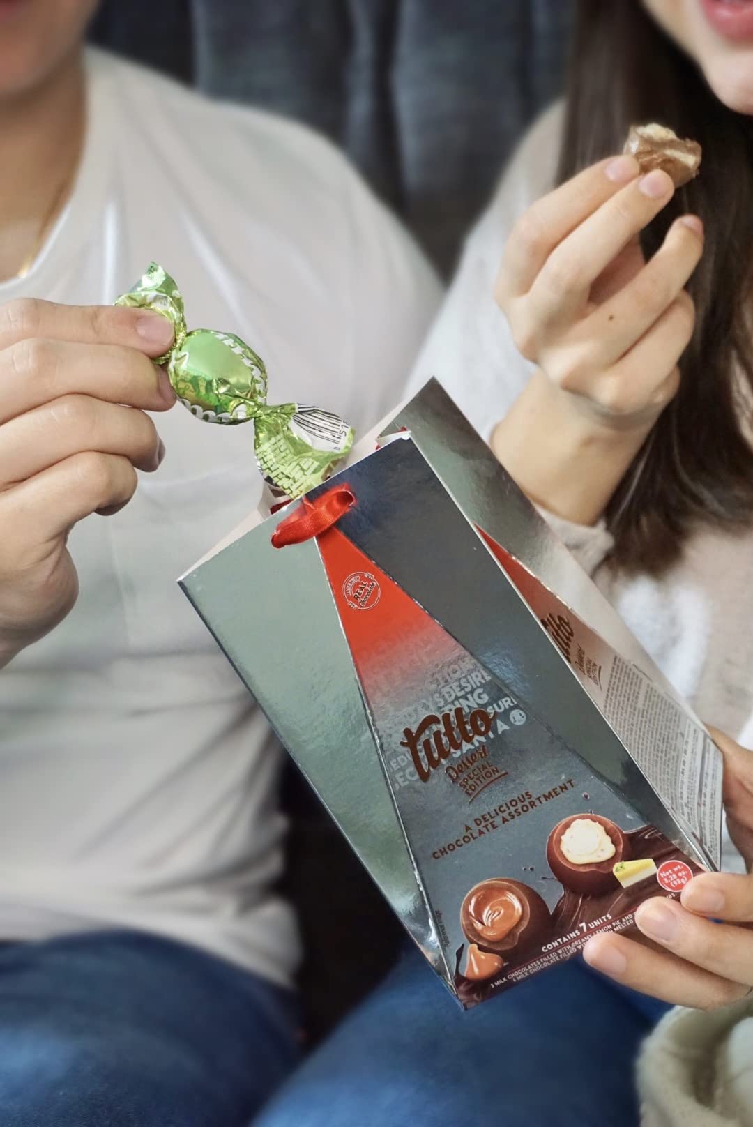 Premium Milk Chocolates with Crunchy Almond & Creamy Caramel Filling - Valentine's Day Gift Box (7 Pcs) | 3.28oz Triangle Packaging (3-Pack) | Perfect for Romantic Gifts, Anniversary Surprises & Sweet Treats