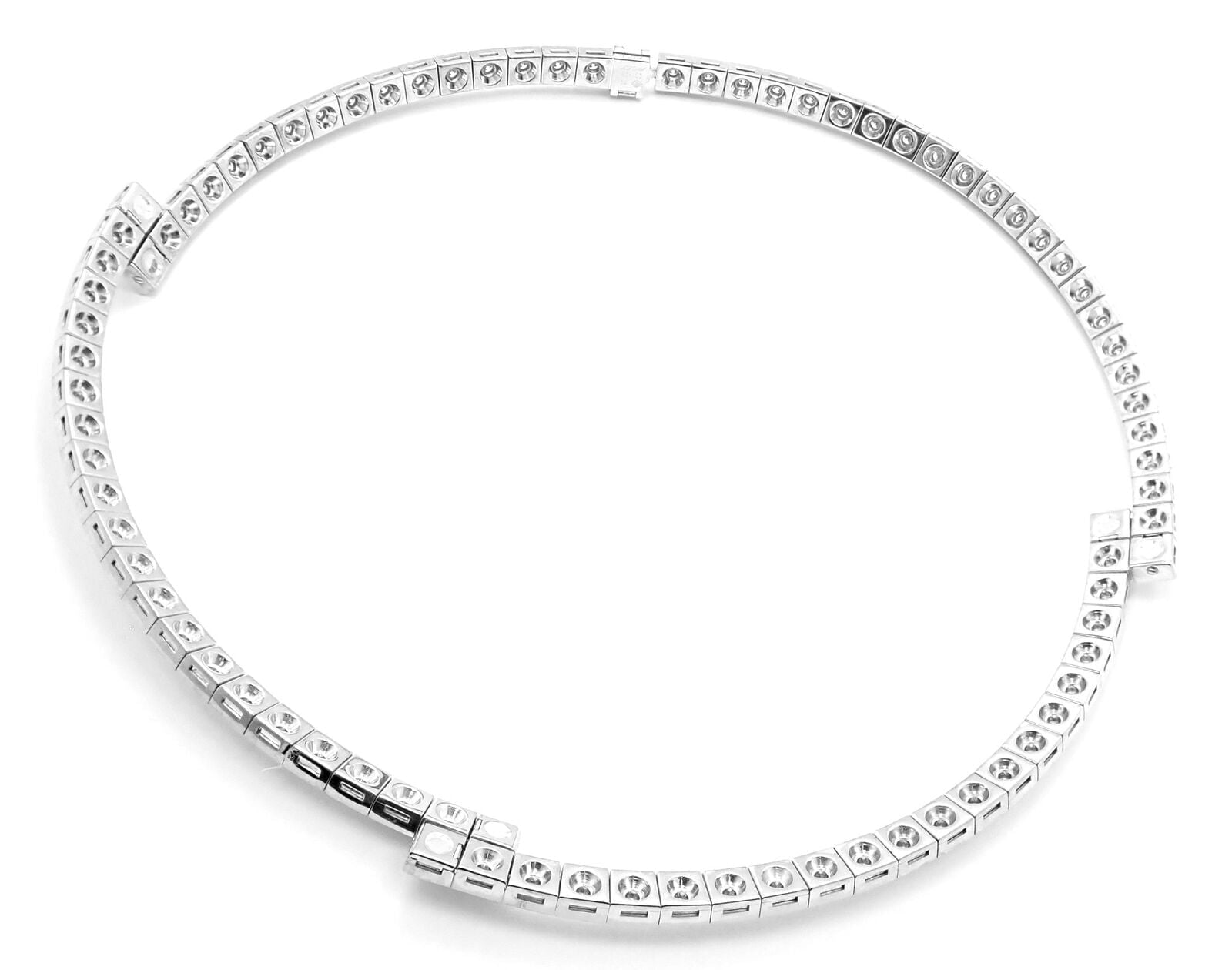 Authentic Cartier Tectonique 18k White Gold Diamond Tennis Necklace - Luxury Jewelry for Women, Elegant Gift for Anniversary & Special Occasions