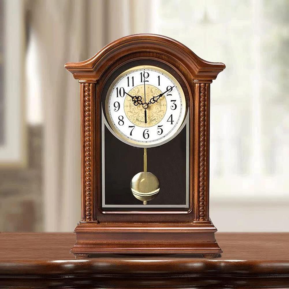 Large Metal Wall Clock with Westminster Chime - Decorative Wood Mantel Clock for Living Room, Bedroom & Office - Battery Operated Silent Table Clock - Perfect for Home Decor, Gifts and Shelf Display