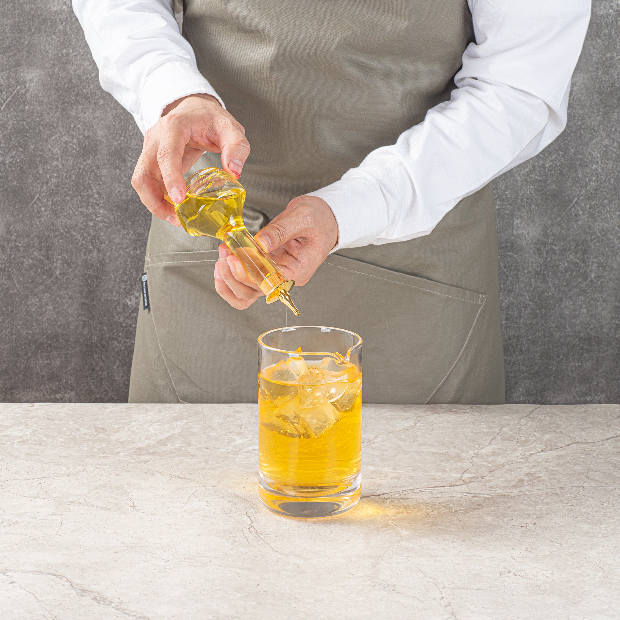 Premium 4 oz Glass Bitters Bottle - Modern Bar Lux Design with Gold Plated Dasher - 5.75