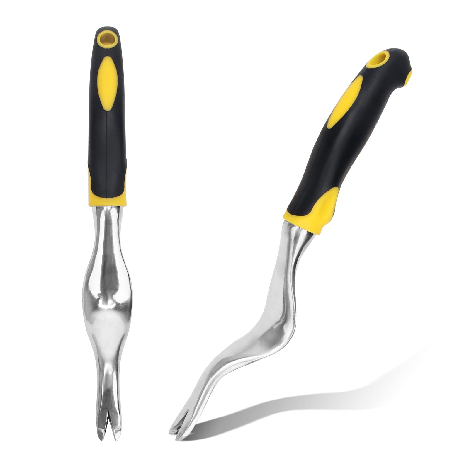 **Heavy Duty Aluminum Hand Weed Puller Tool - Ergonomic Rubber Grip for Easy Weed Removal - Ideal for Garden, Lawn, Farm & Yard (2-Pack) - Perfect for Organic Gardening & Landscaping**