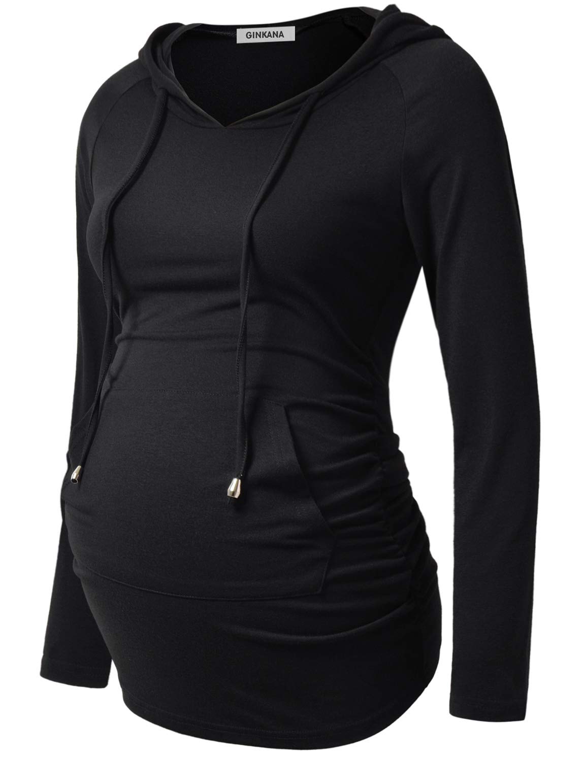 GINKANA Maternity Hoodie - Soft Long Sleeve Pregnancy Sweatshirt for Women | Comfortable Casual Maternity Top for Everyday Wear | Perfect for Pregnancy Photos, Baby Showers & Relaxing at Home