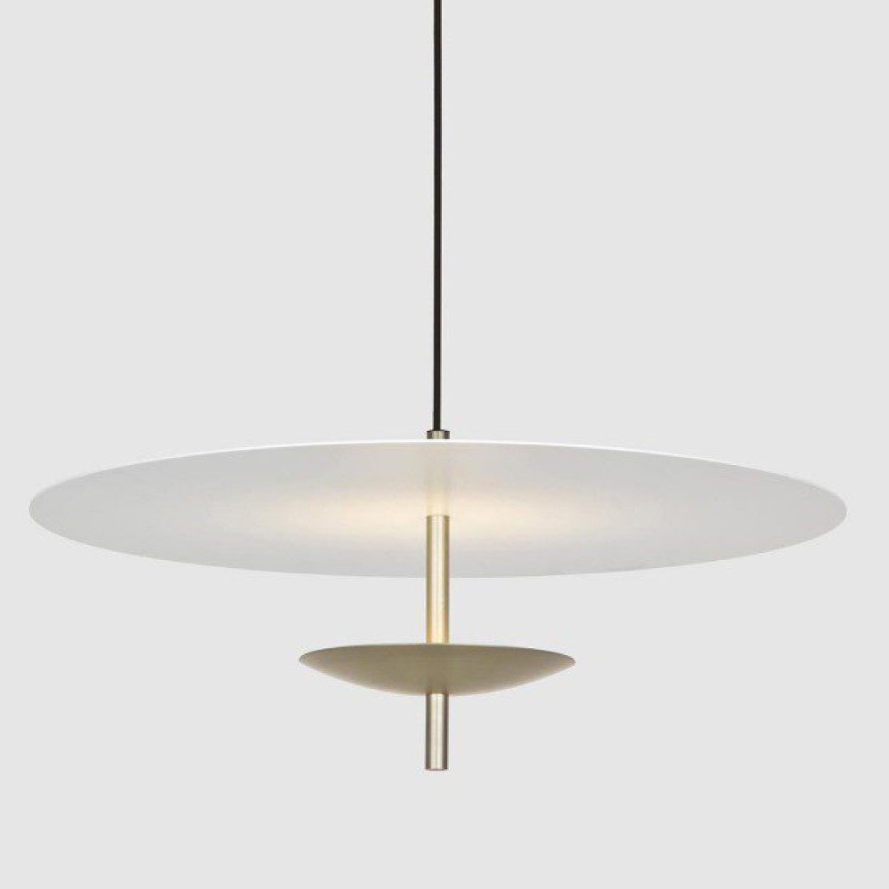 BEN TOVIM DESIGN Round Reflector Pendant Light - Brushed Anodized Gold Finish | 2 Size Options | Modern Ceiling Lighting for Living Room, Bedroom & Dining Area