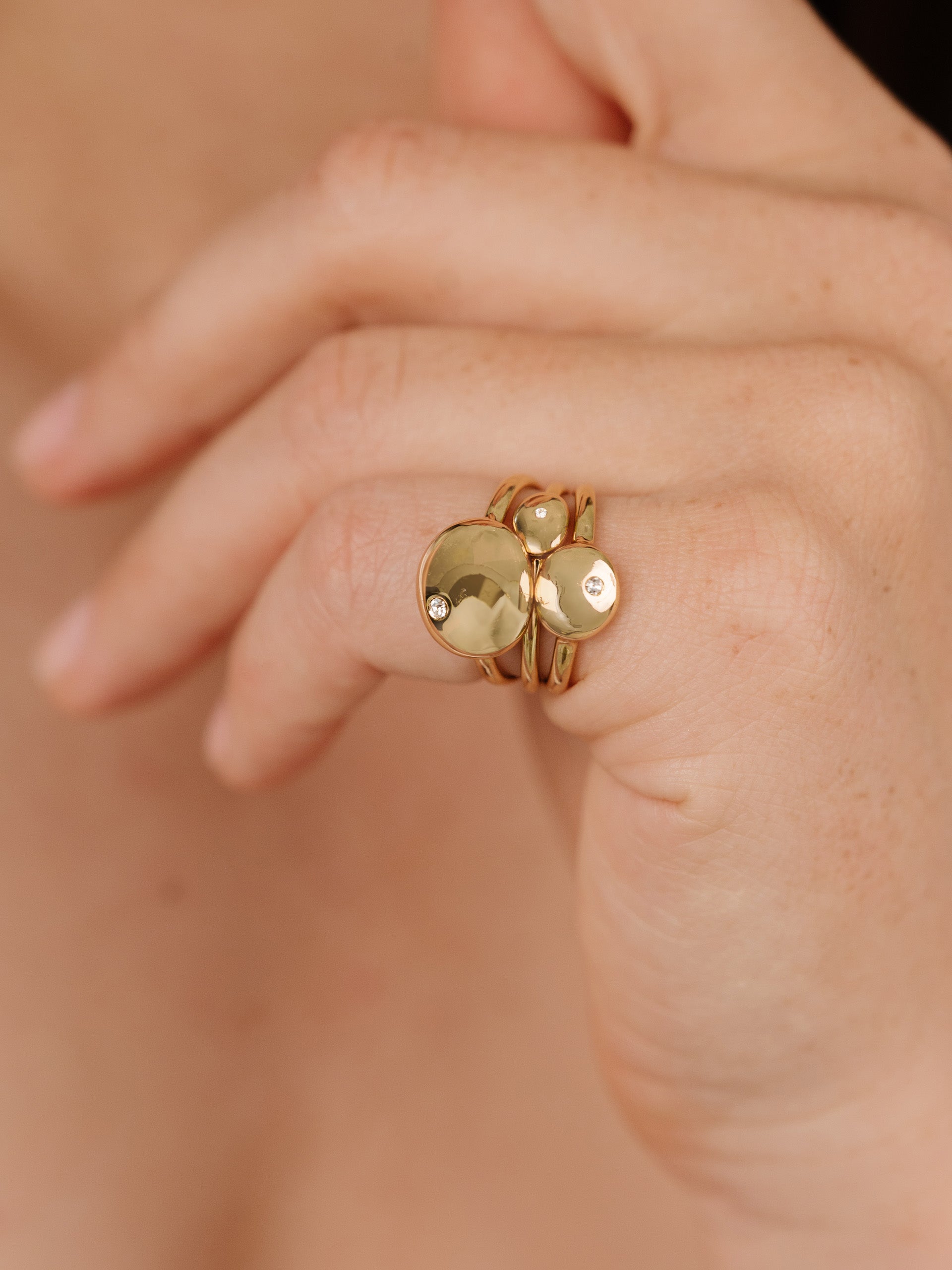 Elegant Stacking Pebble Rings Set for Women - Minimalist Dainty Gold & Silver Rings - Perfect for Layering, Everyday Wear, and Special Occasions