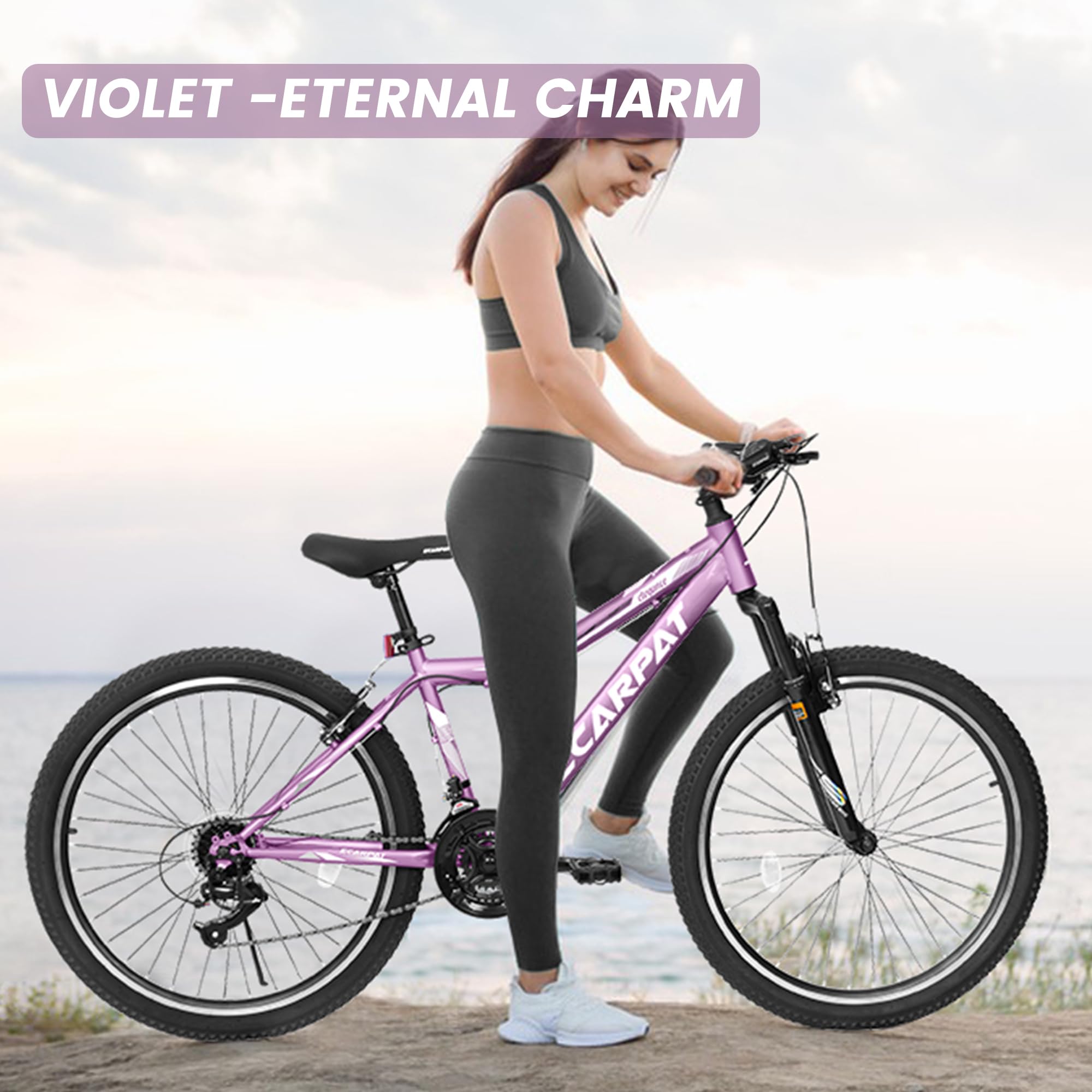 24-26 Inch Women's Mountain Bike with Disc/V Brakes - 21 Speed Steel Frame Bicycle with Suspension Fork - Stylish Commuter Bike for Adults & Teens - Perfect for Urban Trails, Snow Riding & Daily Commutes