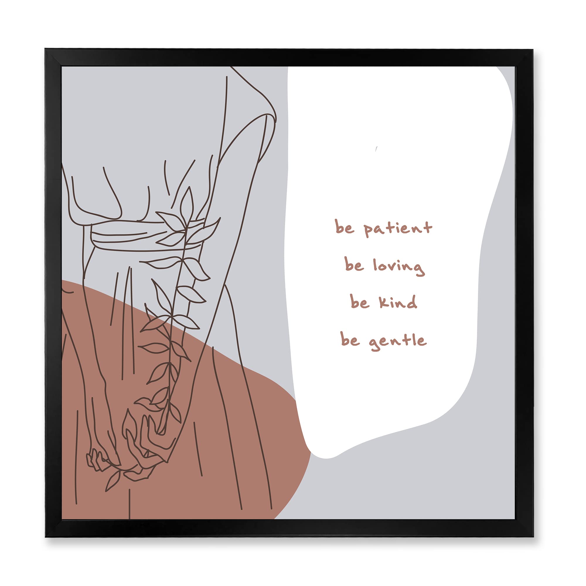 DesignQ Be Patient Be Kind Be Loving Modern Framed Wall Art - Inspirational Home Decor for Living Room, Bedroom & Office