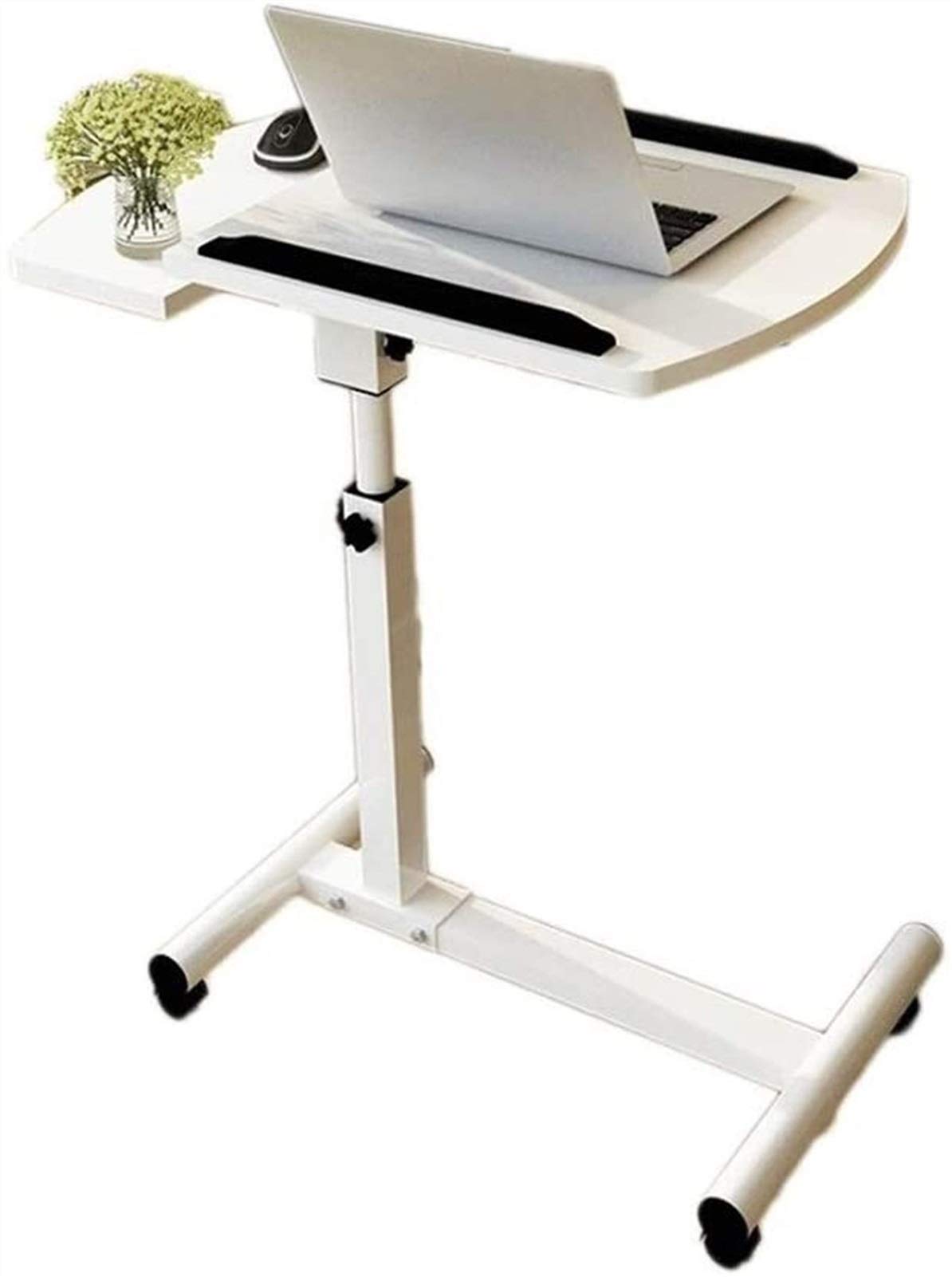 Ergonomic Adjustable Rolling Desk - Height & Angle Adjustable Overbed Table for Laptop, Notebook, or Workspace - Perfect for Home Office, Hospital Bed, Sofa, or Bedside Use (White, 26.2
