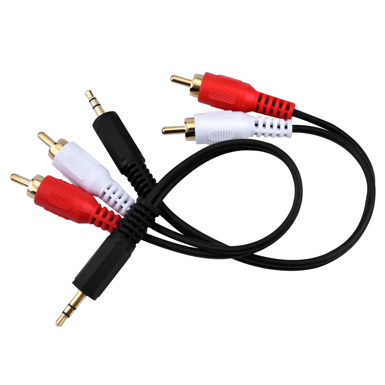 eBoot 3.5mm Male to 2 RCA Male Stereo Audio Y Cable Adapter - 6 Inch (2 Pack) for Home Theater, Car Audio & Speaker Systems | High-Quality Aux to RCA Connector