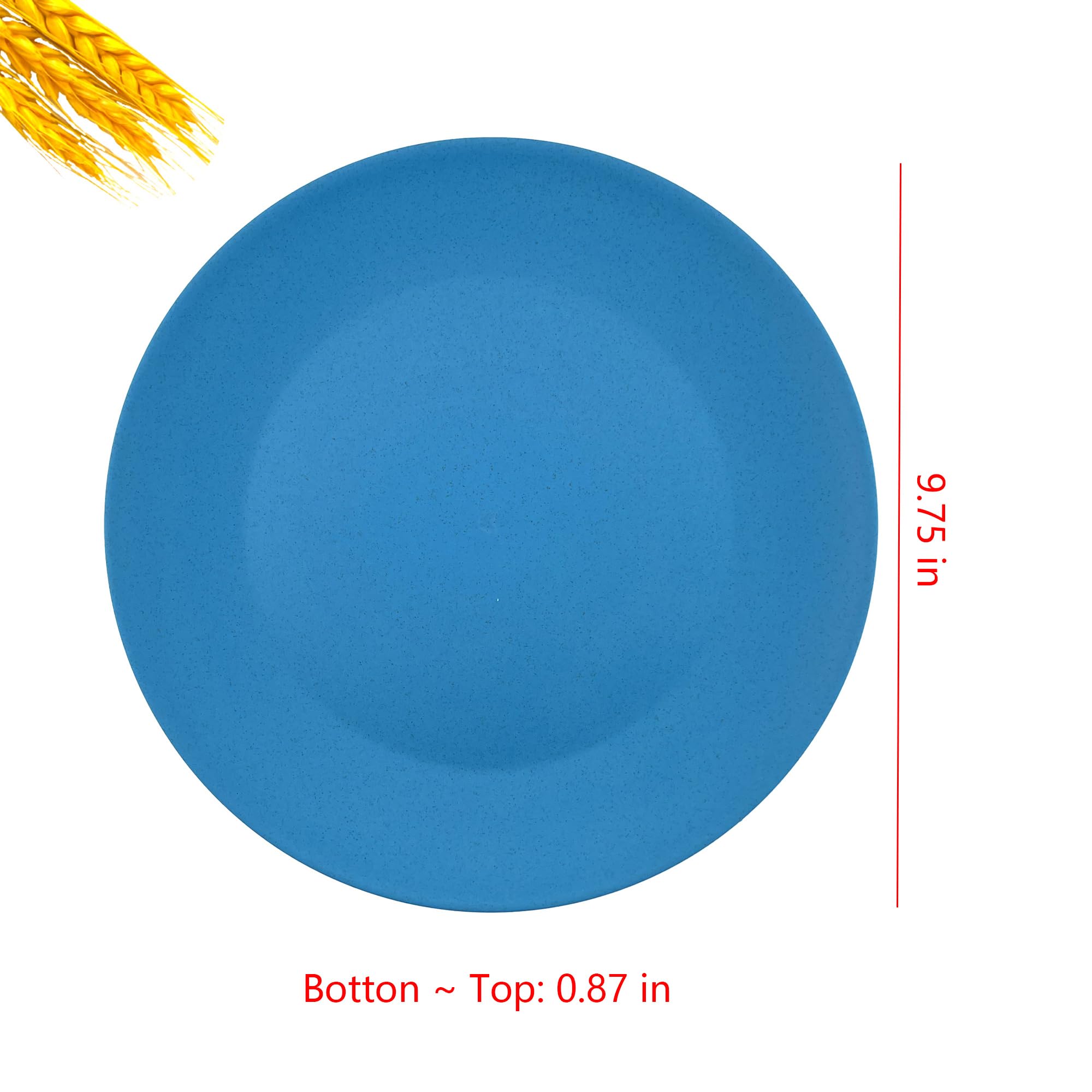10 Inch Wheat Straw Plates - Unbreakable BPA-Free Dinnerware Set of 8, Dishwasher & Microwave Safe Reusable Plates for Camping, Picnics, Kids Meals & Everyday Use (4 Colors)