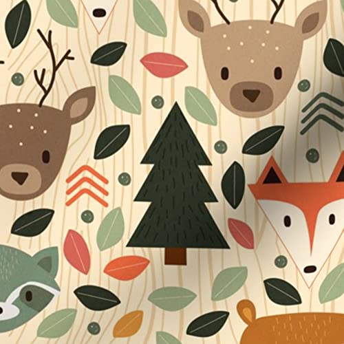 Woodland Creatures Printed Velvet Fabric by The Yard - Cute Animal Nursery Decor, Rustic Forest Upholstery & Apparel Fabric for Home Decor, Drapes, Pillows & DIY Crafts