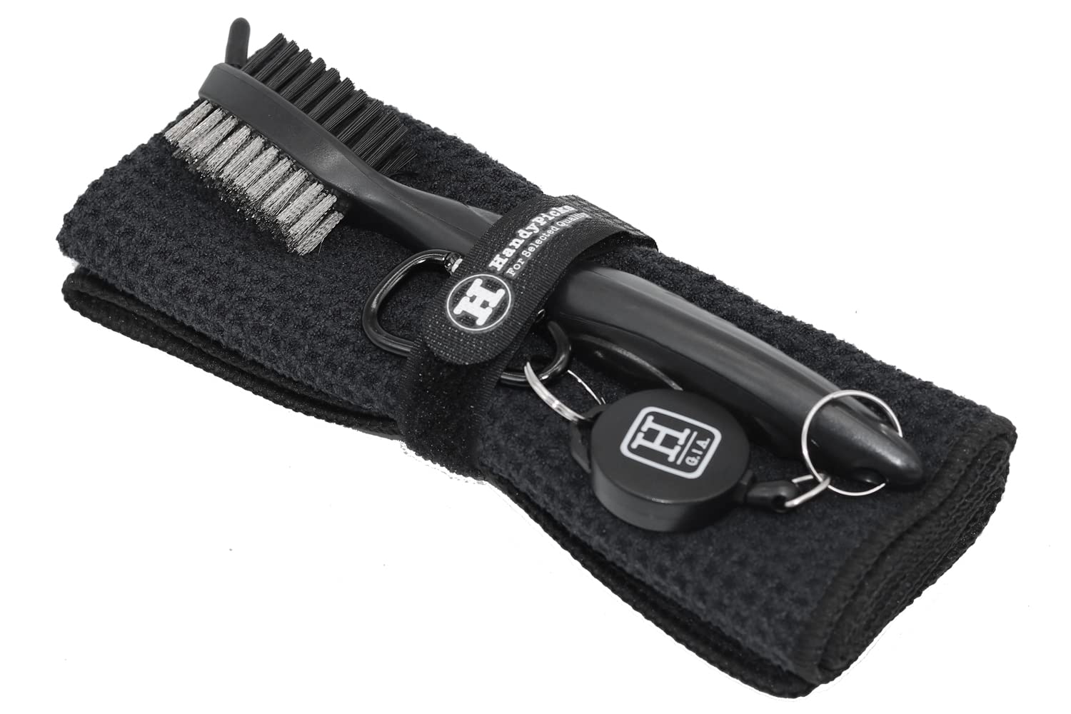 Microfiber Golf Towel with Carabiner & Club Cleaner - Compact Golf Accessories for On-Course Cleaning
