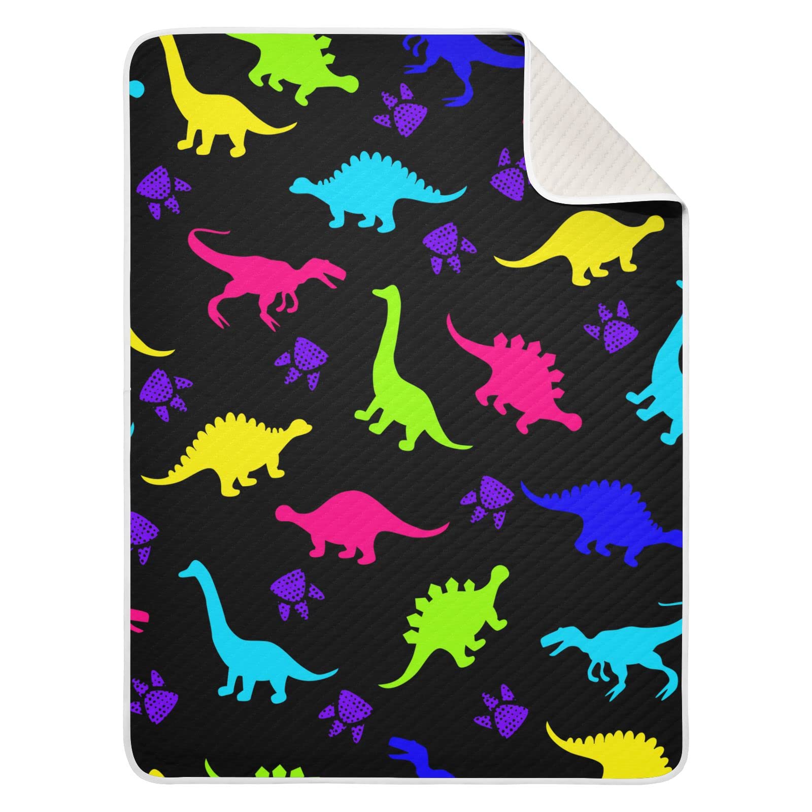 JIPONI Super Soft & Warm Baby Blanket - Cute Rainbow Dinosaur Footprint Personalized Blanket for Boys & Girls (30x40 Inch) | Perfect for Nursery, Swaddling, Stroller & Gift Giving