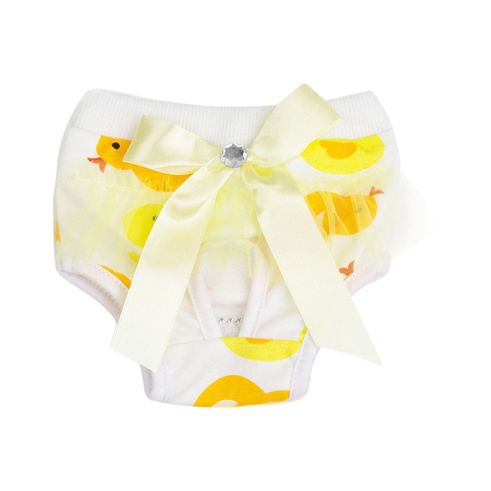 **Dog Diapers for Female Dogs - Washable & Reusable Pet Pants for Teddy, Puppy Menstrual Period - Pink/Yellow (Size L) - Perfect for Heat Cycle, Travel & Indoor Protection**