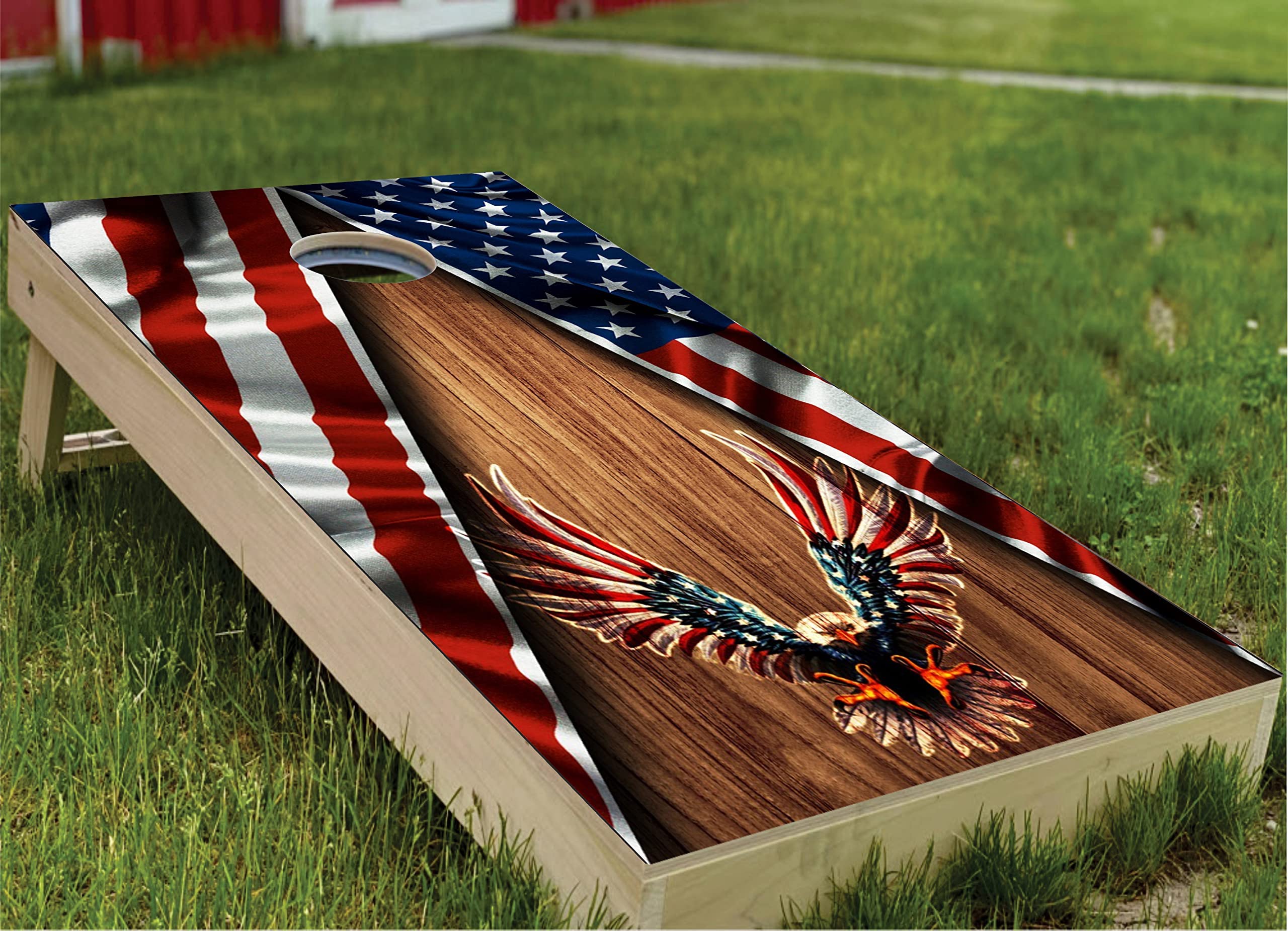 Premium American Eagle Cornhole Board Wraps Set - 2 Tournament-Ready Cornhole Skins with Decals & 8 Professional Cornhole Bags - Perfect for Backyard BBQs, Tailgating & Outdoor Parties