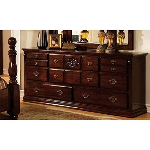 Benjara Benzara Grand Wooden Dresser with 6 Drawers, Solid Wood Bedroom Dresser, Vintage Brown Chest of Drawers - Perfect for Bedroom Storage, Closet Organization & Home Decor