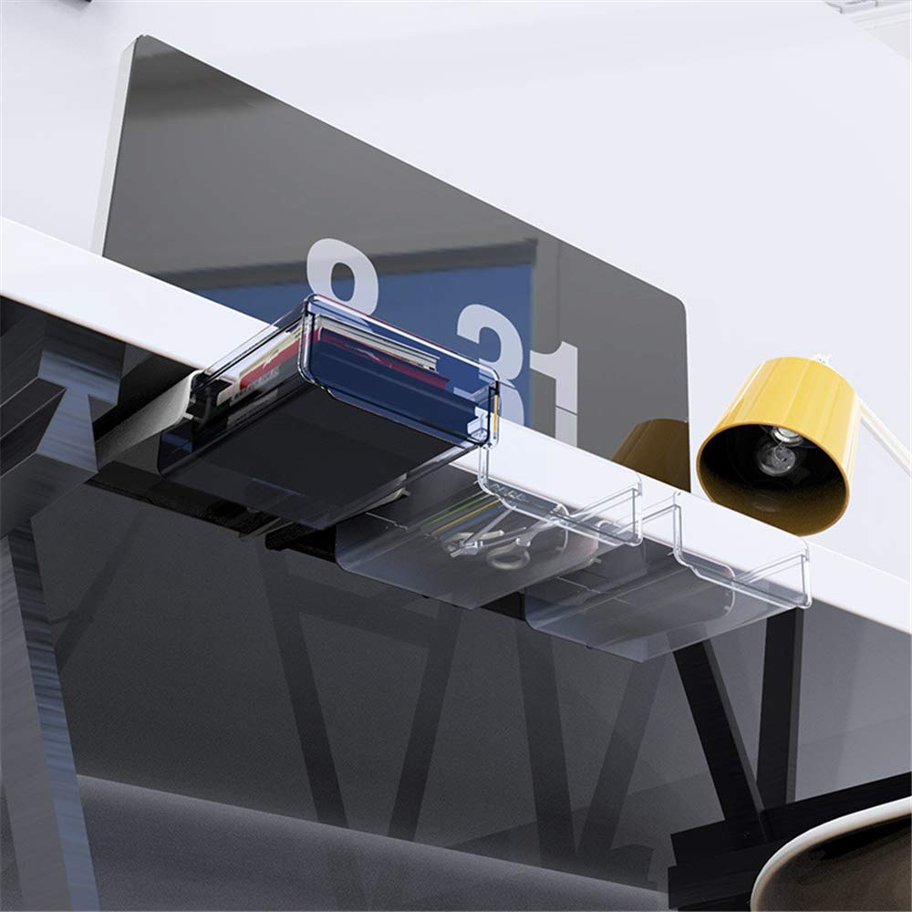 Lavandi Desk Drawer Organizer - Self-Adhesive Hidden Storage Box for Pencils, Pens & Office Supplies | Perfect for Home Office, Study Desk & Workspace Organization (Black)