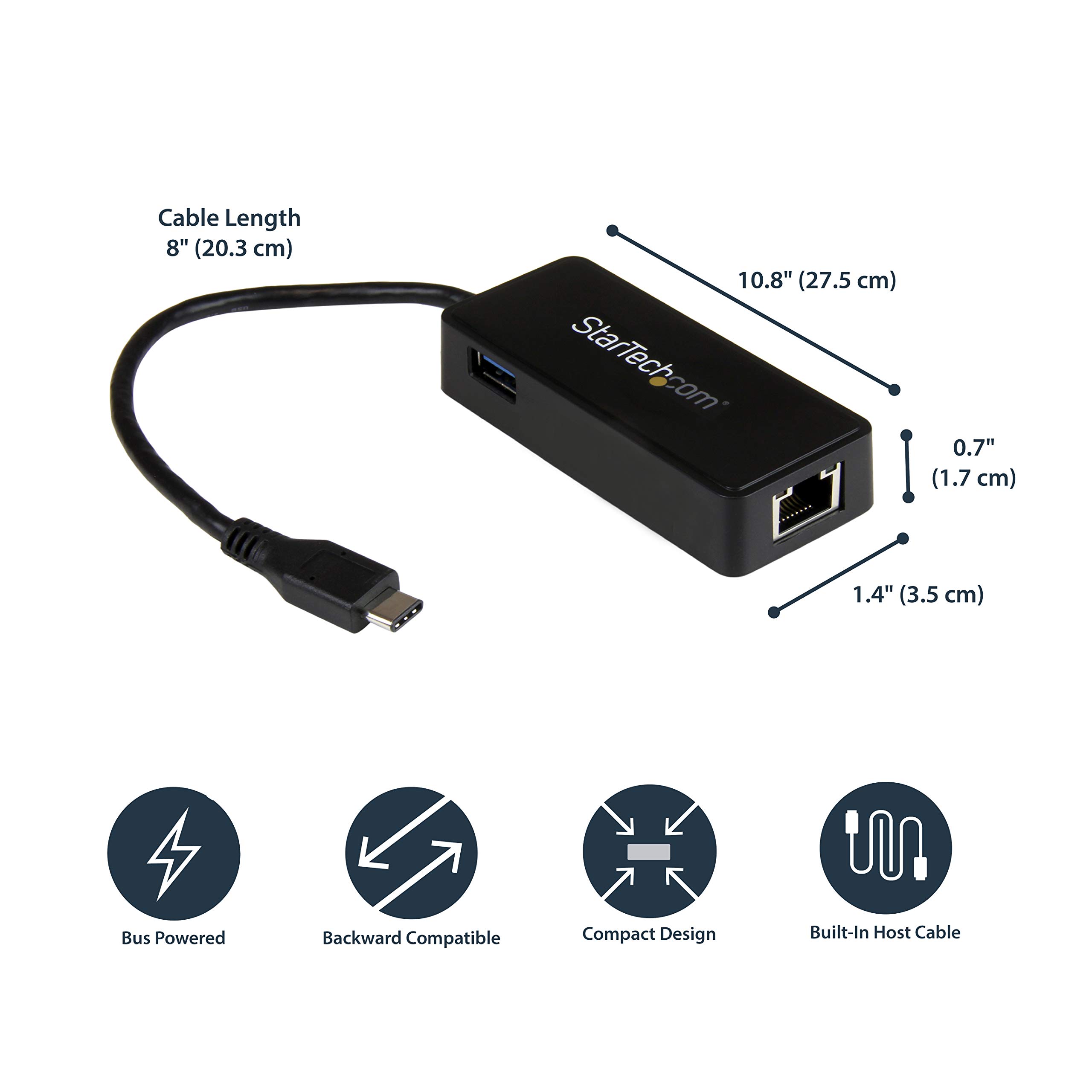 StarTech USB 3.0 to Ethernet Adapter with RJ45 Port & USB Passthrough - Gigabit Network Adapter for Laptop, Desktop & Gaming PC - High-Speed Internet Connection for Home Office, Remote Work & Online Gaming (USB31000SPTB)