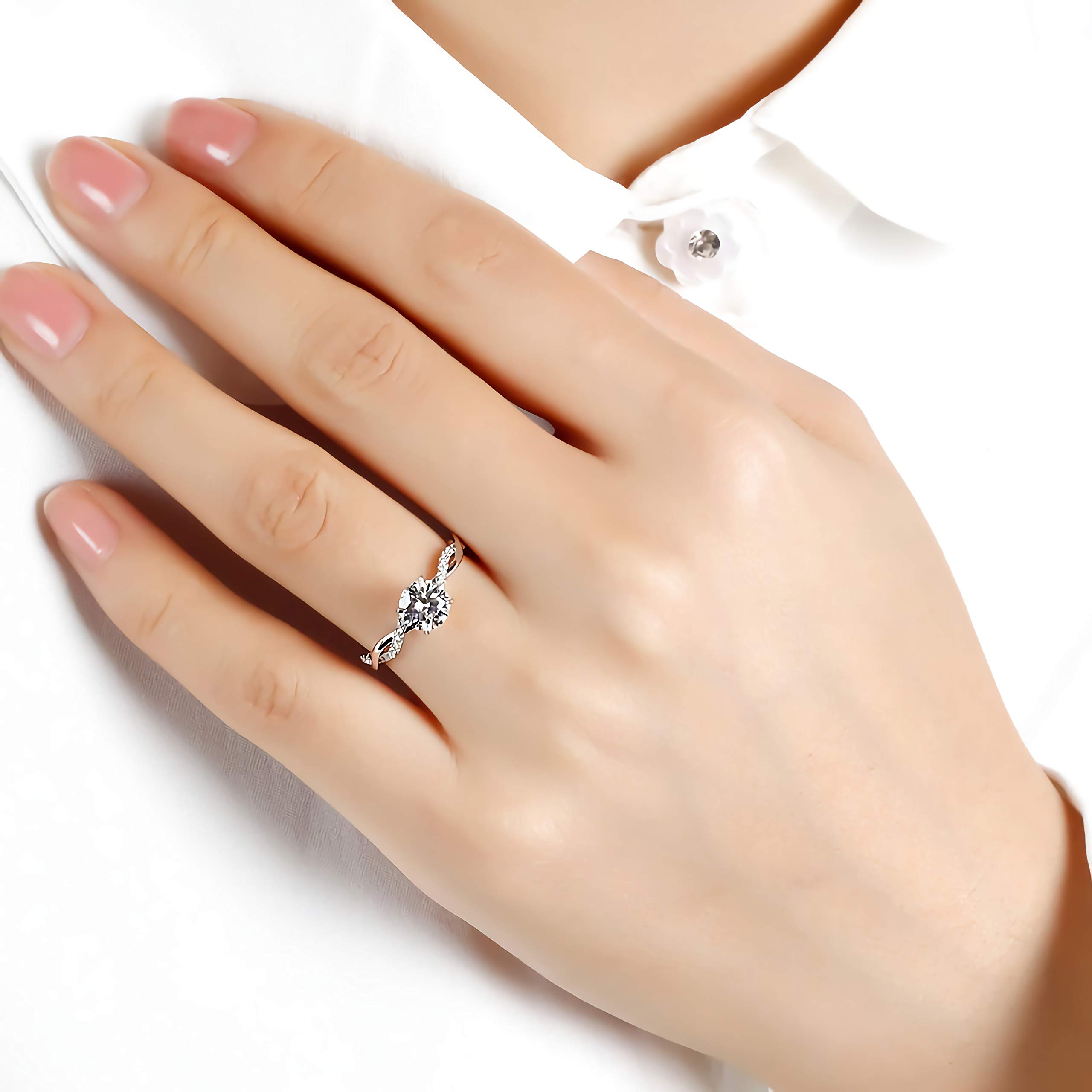 1.16 Carat (CTW) Moissanite Engagement Ring for Women - Platinum Plated Sterling Silver Wedding Band, Promise Ring, Anniversary Gift - Perfect for Proposals, Bridal Jewelry & Special Occasions