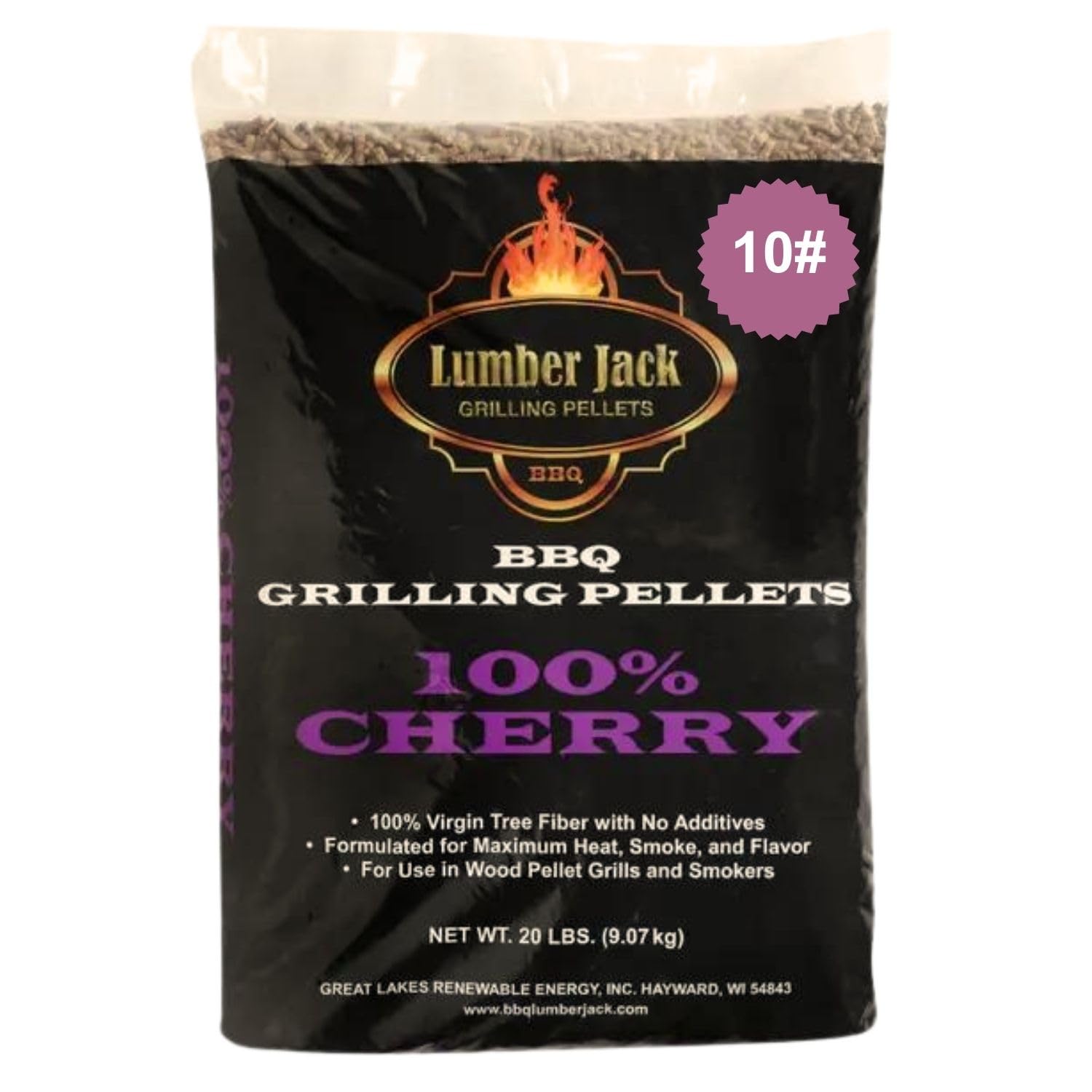 Premium Lumber Jack 100% Natural Cherry Wood Pellets - 10 lb Bag for Grilling, Smoking & BBQ - Perfect for Pellet Grills, Smokers & Outdoor Cooking