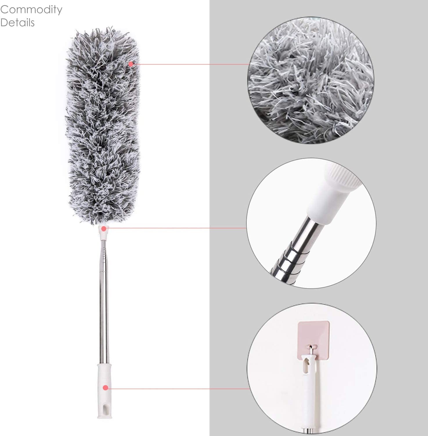 Premium Microfiber Floor Mop with Telescopic Handle - Wet & Dry Dual-Use Cleaning Mop for Hardwood, Tile & Laminate Floors - Easy Home & Office Cleaning Solution (1-Pack) | Ideal for Daily Floor Maintenance, Spill Cleanup & Deep Cleaning