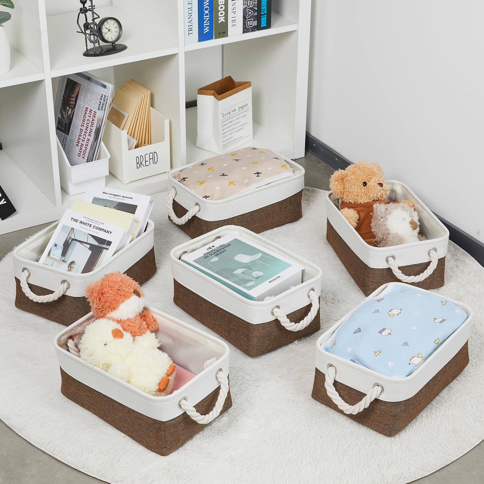 Bidtakay 6-Pack Collapsible Fabric Storage Baskets with Handles - 11.8