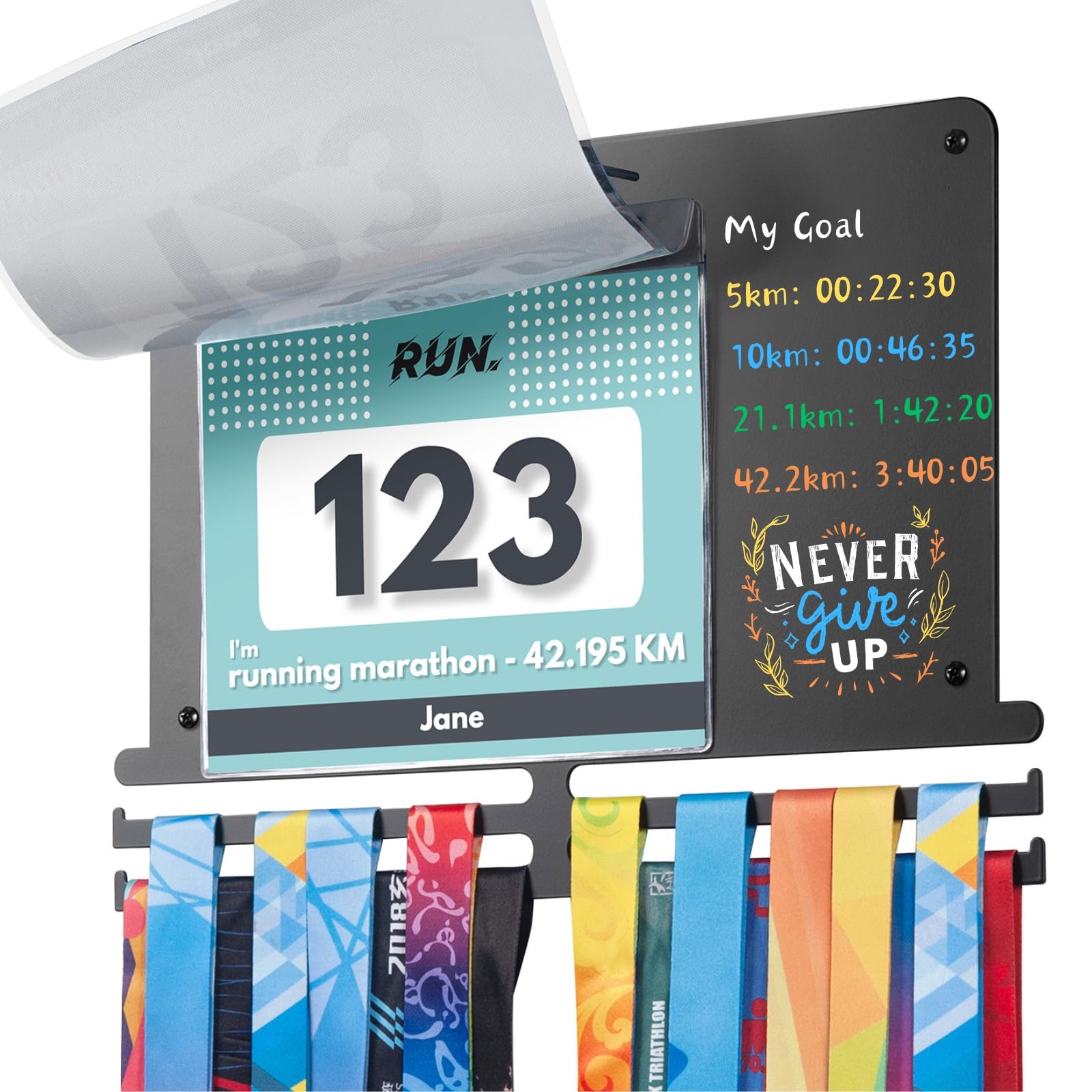 Premium Medal Hanger Display - Wall Mount Race Medal Holder Organizer for 40 Medals & 80 Bibs - Perfect for Marathon, Triathlon & Sports Achievement Showcase