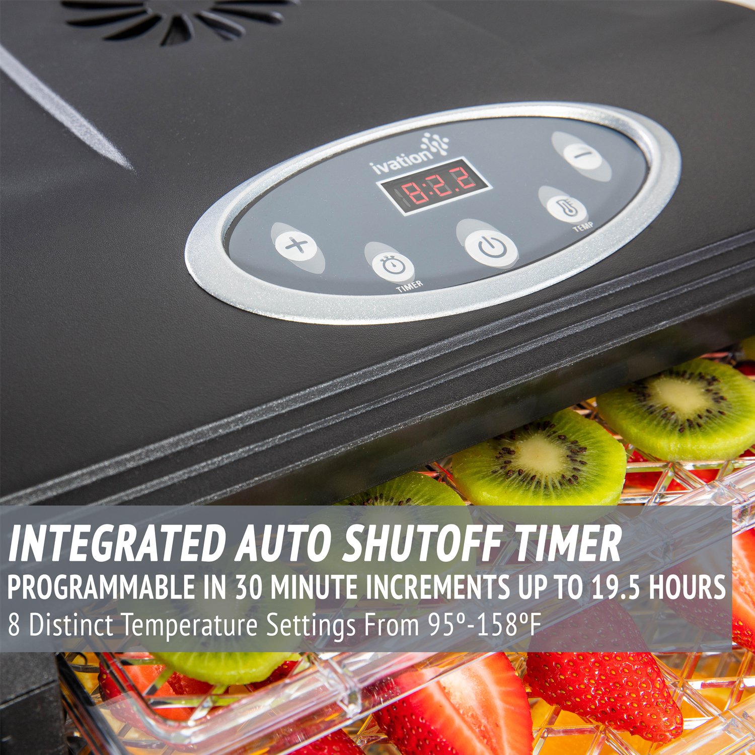 Ivation 9-Tray Digital Food Dehydrator | 600W Countertop Drying Machine with Adjustable Temperature & Timer | Perfect for Beef Jerky, Fruits, Vegetables & Nuts | Ideal for Home Kitchen, Camping & Healthy Snack Preparation