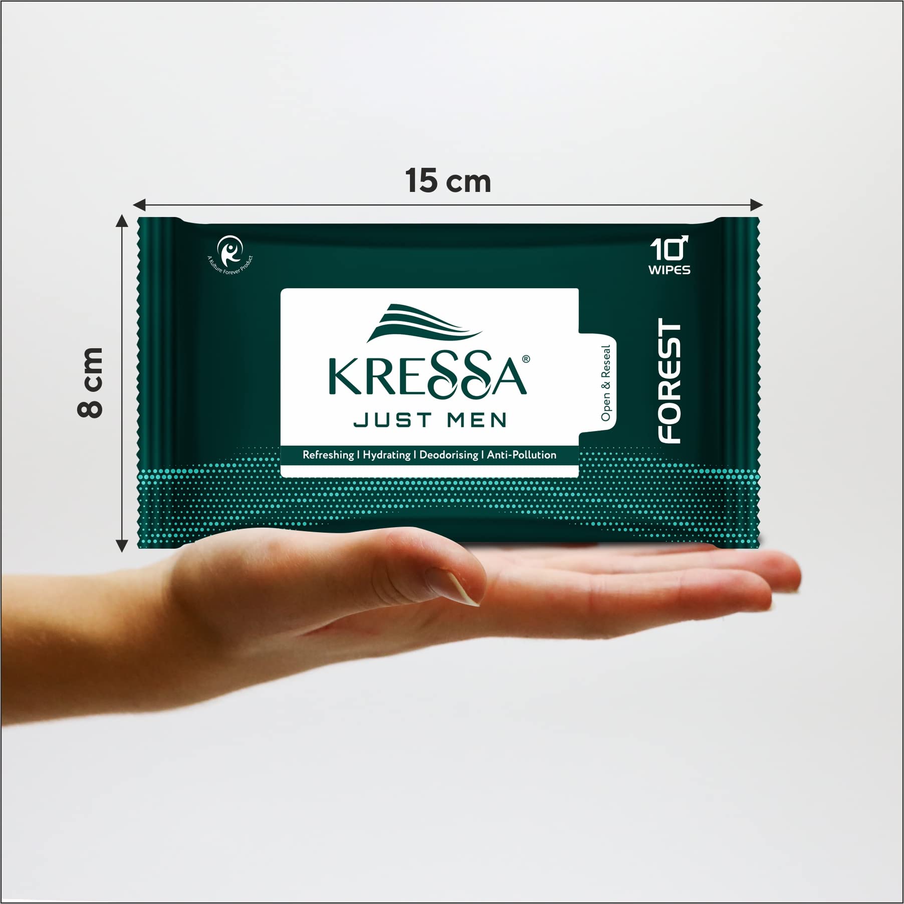 Kressa Men's Face Wipes - Refreshing Anti-Pollution Facial Cleansing Wipes for Men (Forest Scent, Pack of 20) | Perfect for Gym, Travel & On-the-Go Skincare