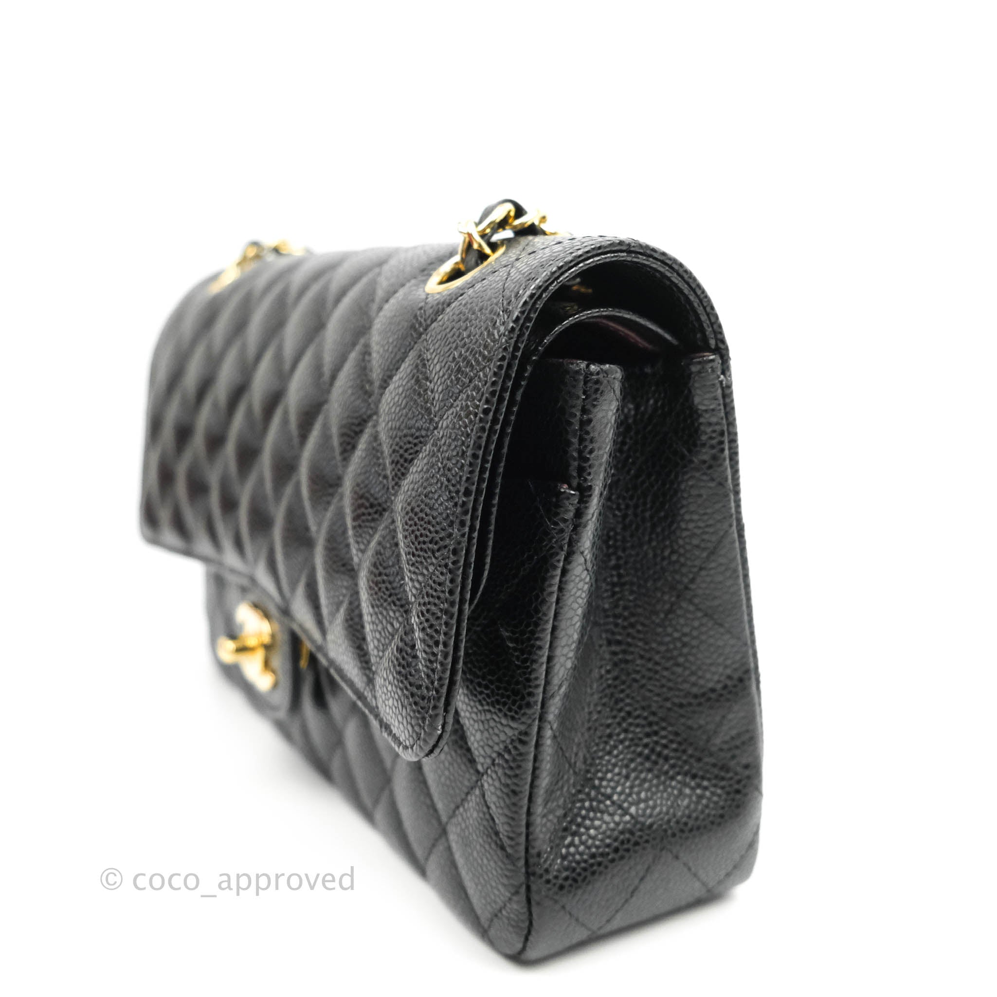 Chanel Classic Medium Double Flap Bag - Black Caviar Leather with Gold Hardware | Luxury Handbag for Women, Perfect for Work, Evening & Special Occasions