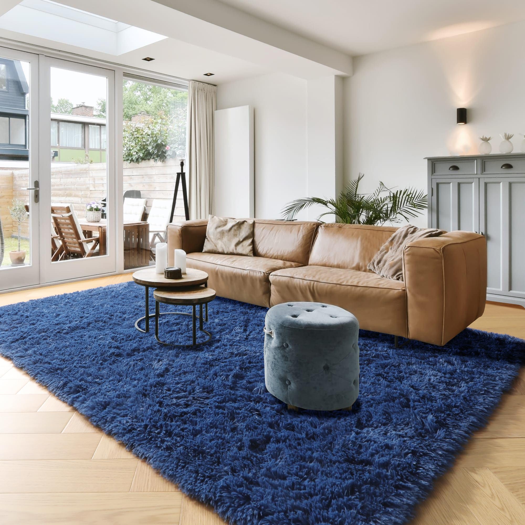 PAGISOFE Blue Shag Rug 4x6 Ft - Ultra Soft Fluffy Fuzzy Carpet for Bedroom, Living Room, Nursery, Kids Playroom & Dorm Decor - Navy Blue Area Rug for Boys Room & Teen Home - Perfect for Cozy Flooring & Play Areas